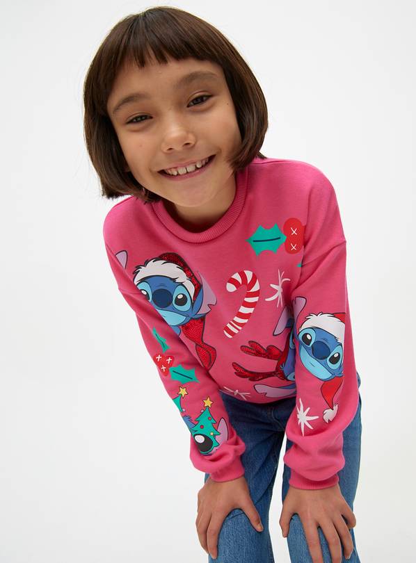 Disney Stitch Pink Christmas Sweatshirt 6 years